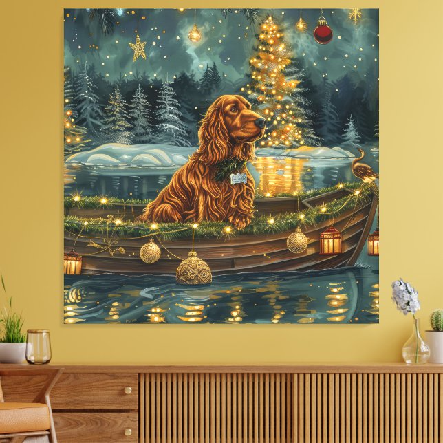 Toile Irish Red Setter Christmas Festive Voyage (Insitu(Salon))