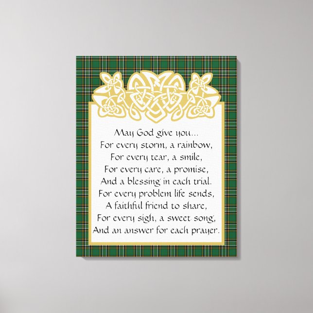 Toile Irlande Prière Celtic Border et Tartan (Recto)