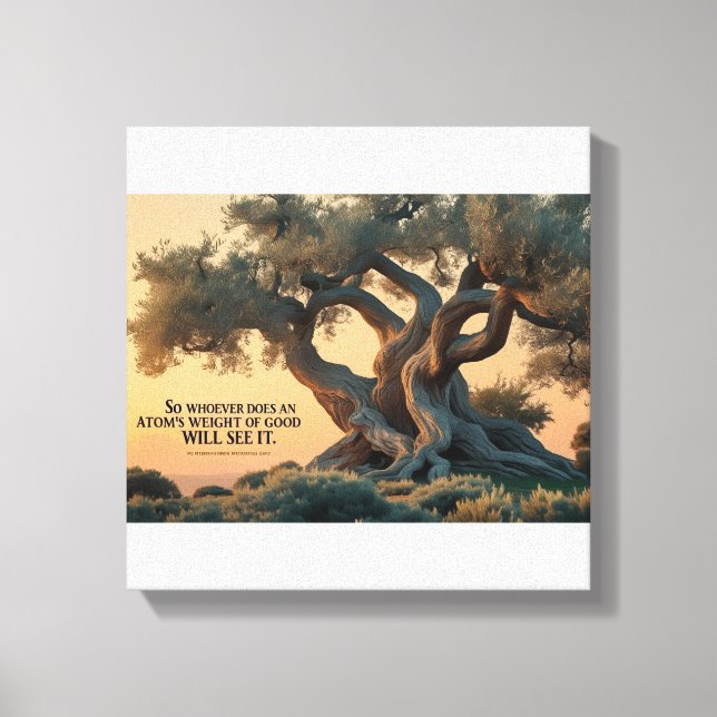 Toile Islamic Wall Art – Olive Tree with Quran Verse . (Recto)