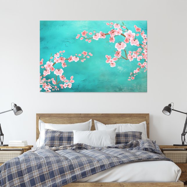 Toile Italian Green Landscape with Soft Cherry Blossoms (Insitu(Chambre))