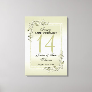 Toile Ivory Gem & Parties scintillant 14e anniversaire d