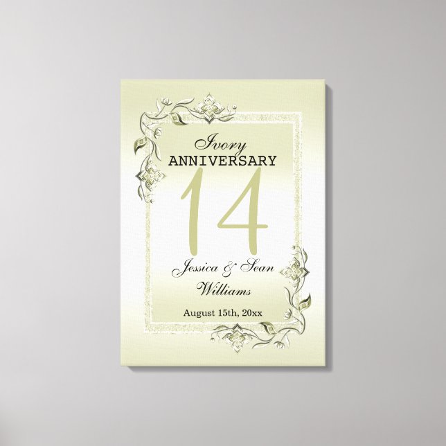 Toile Ivory Gem & Parties scintillant 14e anniversaire d (Recto)