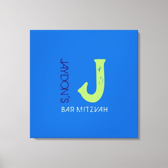 Toile J Monogram Initial Bar Bat mitzvah Sign-In Board (Recto)