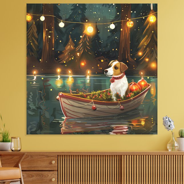 Toile Jack Russell Christmas Festive Voyage (Insitu(Salon))