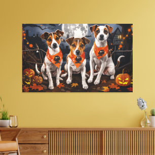 Toile Jack Russell Halloween Éffrayant