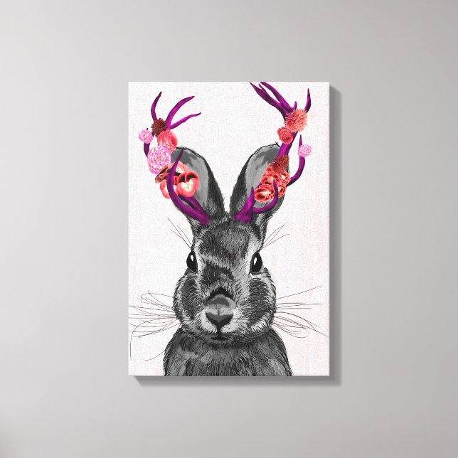 Toile Jackalope avec Antlers roses (Recto)