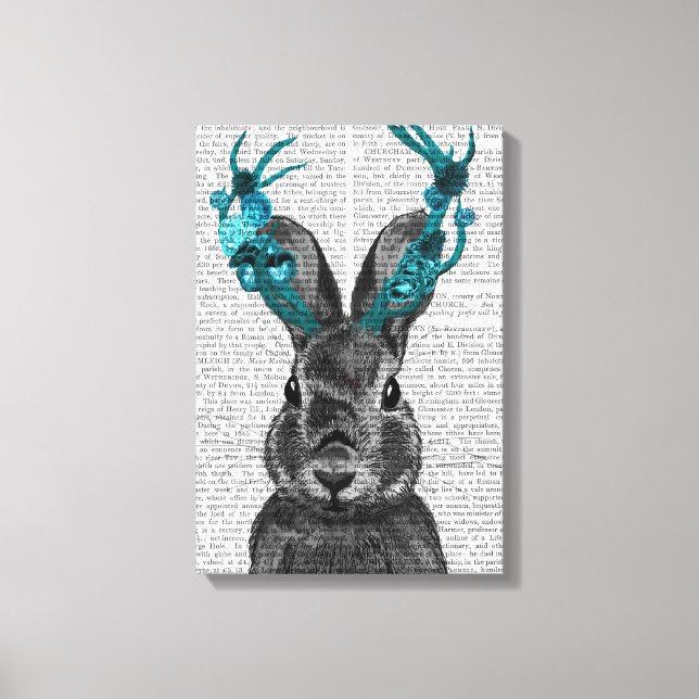 Toile Jackalope avec Antlers Turquoise (Recto)
