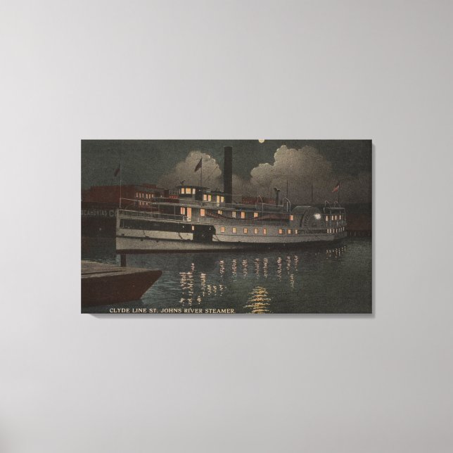 Toile Jacksonville, FL - Vue nocturne St. Johns River (Recto)