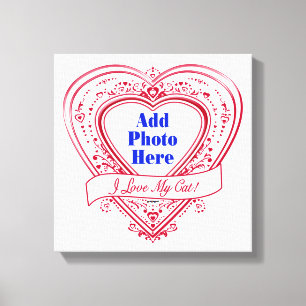 Toile J'adore My Cat ! Photo Red Hearts
