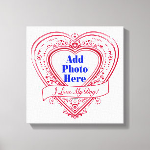 Toile J'ai Love My Dog ! Photo Red Hearts