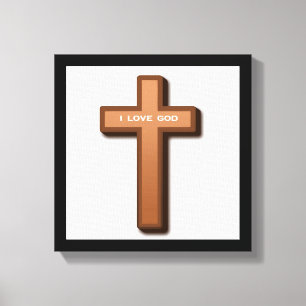 TOILE "J'AIME DIEU" CROIX