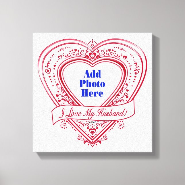 Toile J'Aime Mon Mari ! Photo Red Hearts (Recto)