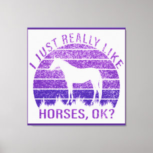 Toile J'aime vraiment les chevaux en violet 