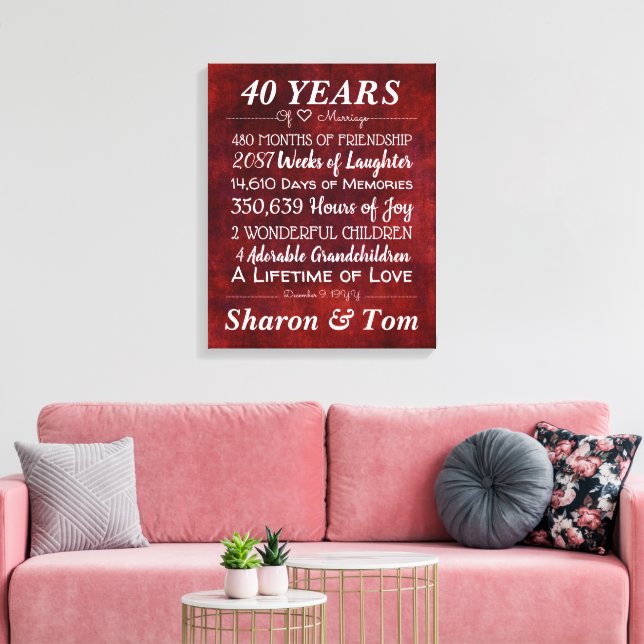 Toile Jalons de l'anniversaire du Mariage rouge personna (Insitu(Salon))