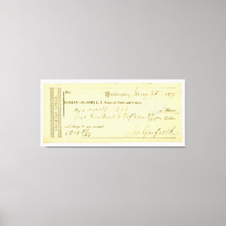 Toile James Garfield Signed Check du 25 janvier 1877