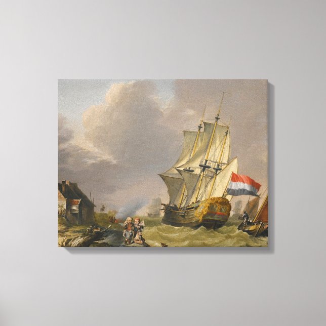 Toile Jan van Os - Expédition Dans Une Tempête Au Large  (Recto)