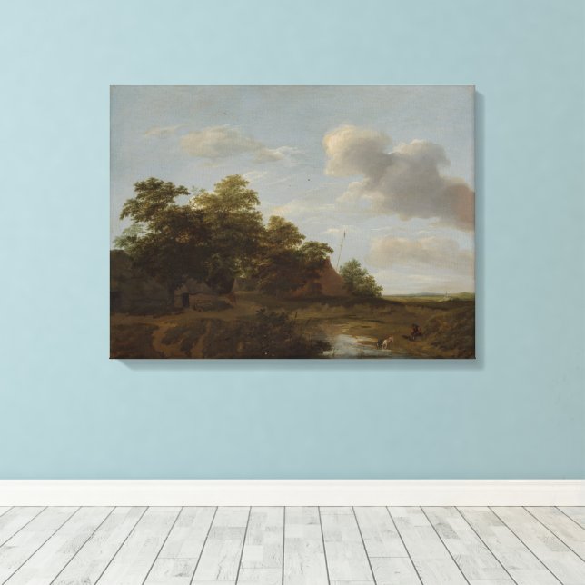 Toile Jan Vermeer van Haarlem, Paysage avec une ferme (Insitu (Plancher de Bois))