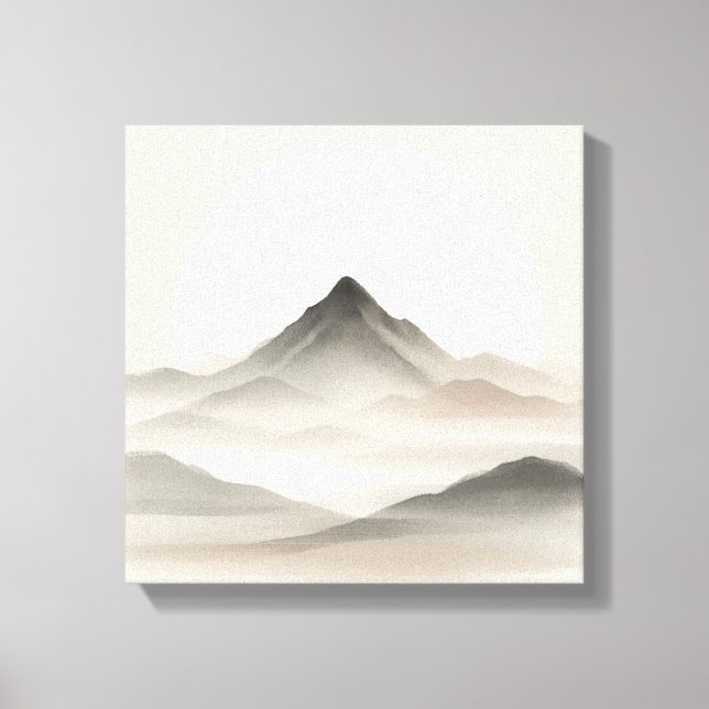 Toile Japandi Abstract Mountain Art for Quiet Interiors (Recto)