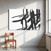 Japandi Mur abstrait noir et blanc