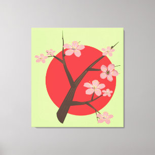 Toile Japon cerisier fleur sakura branche imprimé floral
