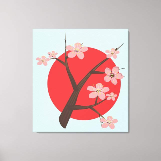 Toile Japon cerisier fleur sakura branche imprimé floral (Recto)