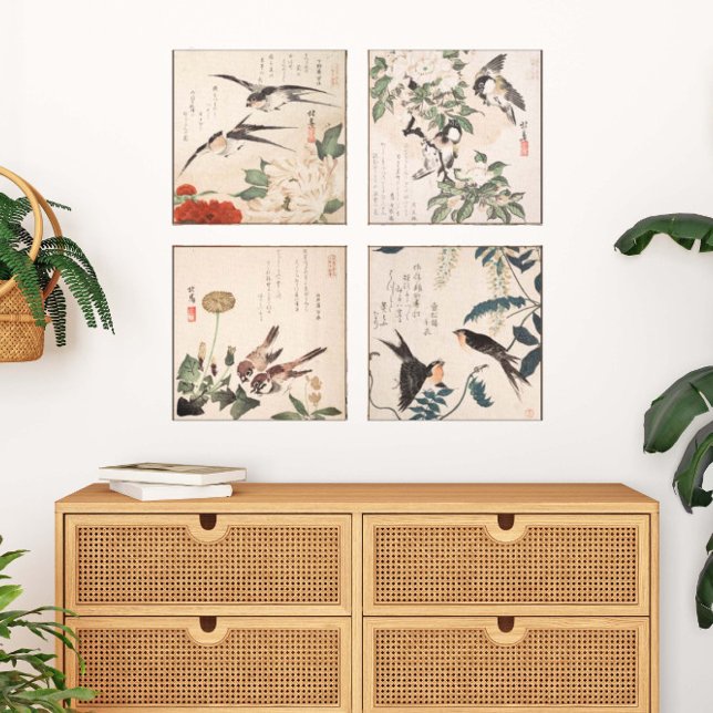Toile Japonais Audubon Bird Gallery Wall Art Set de 4 (Créateur téléchargé)