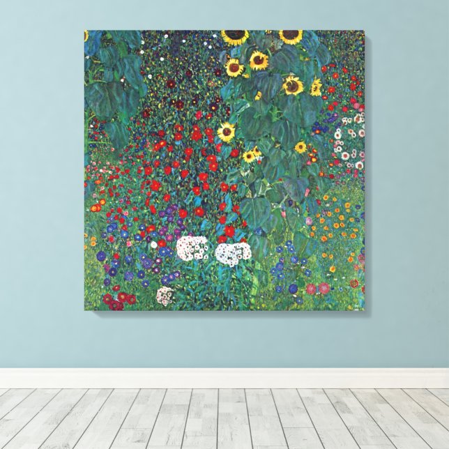 Toile Jardin agricole avec tournesol par Klimt, Fleurs V (Insitu (Plancher de Bois))