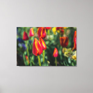 Toile Jardin de tulipes texturé