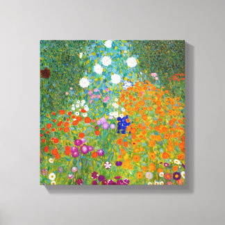 Toile Jardin des fleurs par Gustav Klimt Imprimer