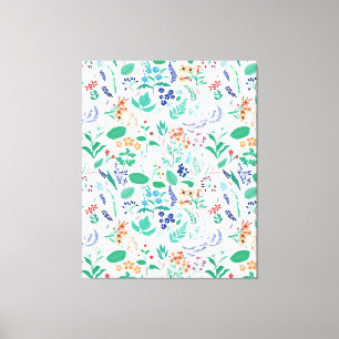 Toile Jardin d'été Fleurs Feuilles Botaniques