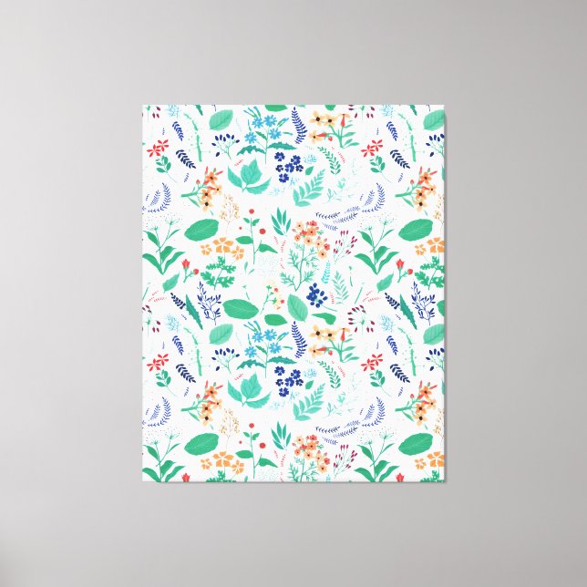 Toile Jardin d'été Fleurs Feuilles Botaniques (Recto)