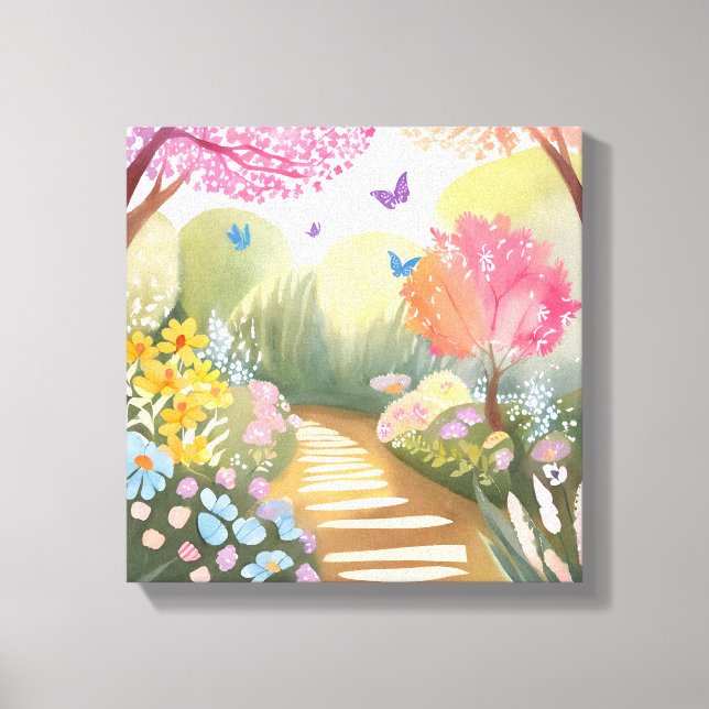 Toile Jardin fleuri | Peinture Whimsical Aquarelle (Recto)
