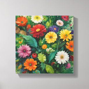 Toile Jardin luxuriant de Gerbera coloré