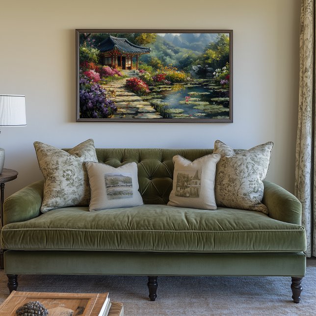 Toile Jardin secret coréen (Korean Garden Temple Artwork)