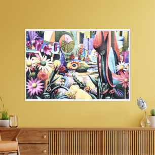 Toile Jardin surréel - Floral Illustration design 1