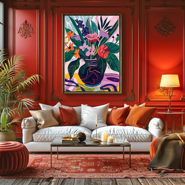 Toile Jarrón con Flores: Arte Favista Estilo Matisse. (Créateur téléchargé)