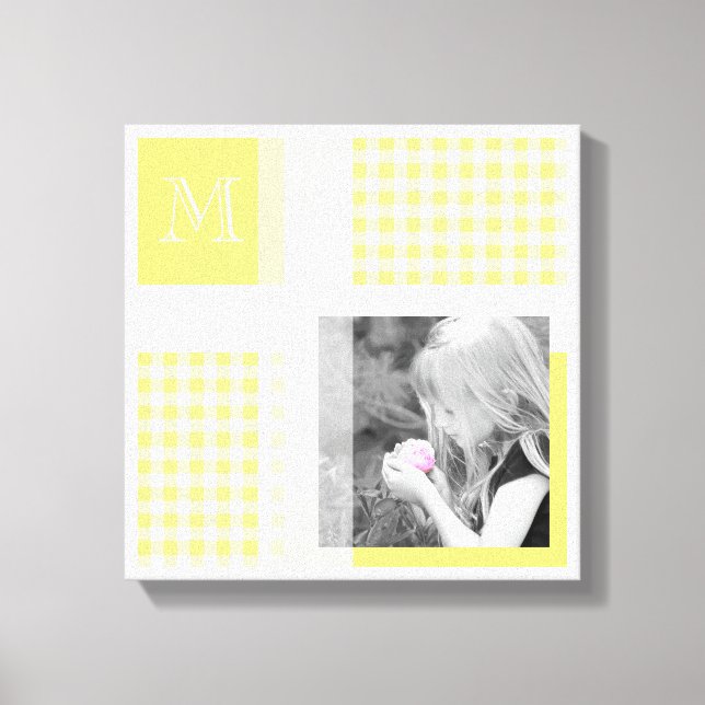 Toile Jaune Ajoutez Votre Photo En vichy Monogramme Mode (Recto)