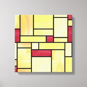Toile jaune et de rouge en verre souillé (12x12)