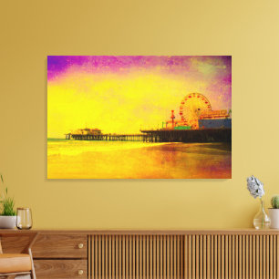 Toile Jaune et violet Père Noël Monica Pier