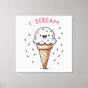 Toile Je hurle un cône de crème glacée avec des arroses