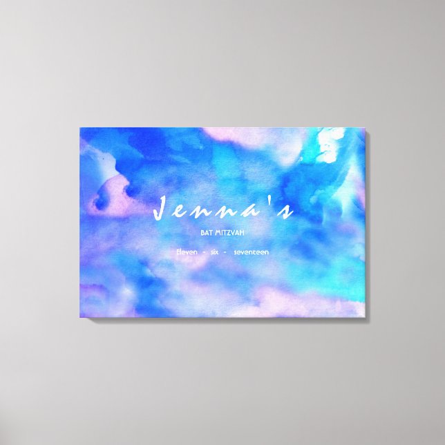 Toile Je Suis Bat mitzvah DE COULEUR D'EAU BLEU Connexio (Recto)