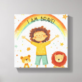 Toile Je Suis Courageux - Affirmation Enfants