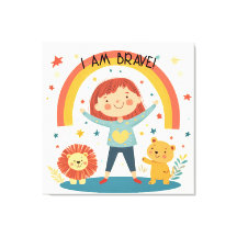 Je Suis Courageux - Affirmation Enfants Étiquette 