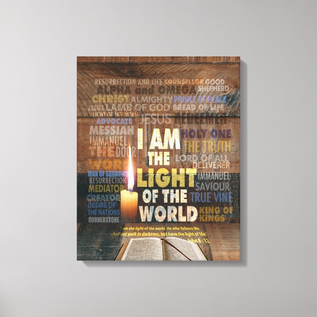 Toile Je suis la Lumière du Monde - Jean 8:12 (Recto)