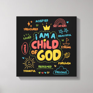 Toile Je suis un enfant de Dieu chrétien rétro Jésus foi