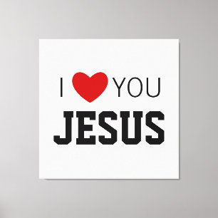 Toile Je t'aime Jésus   Coeur de foi chrétienne moderne