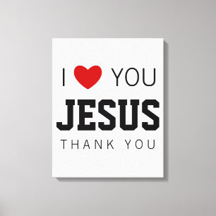 Toile Je t'aime Jésus   Coeur de foi chrétienne moderne