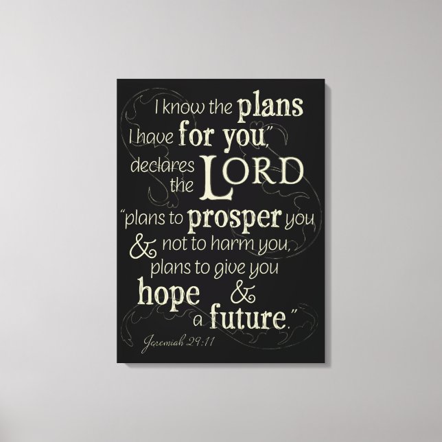 Toile Jérémie 29:11 Je connais les plans que j'ai pour v (Recto)