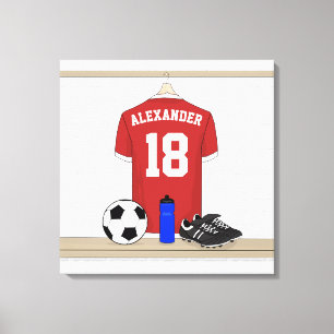 Toile Jersey de football rouge et blanc personnalisé