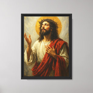 Toile Jésus avec halo et couronne d'épines Art